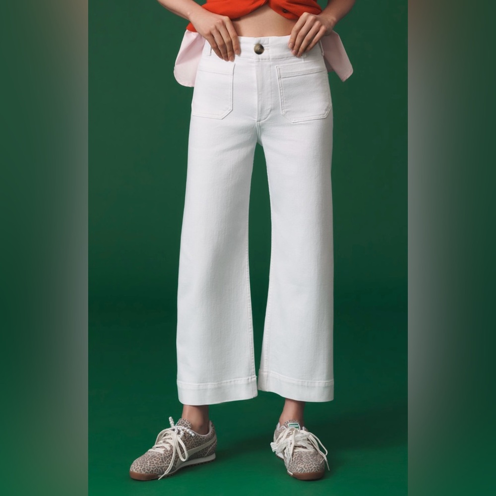 The Colette Crop High-Rise Wide-Leg Jeans by Maeve